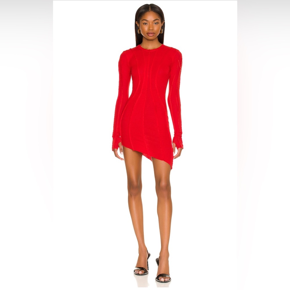 Sam Miri Vintage Asymmetrical Mini Dress in Red